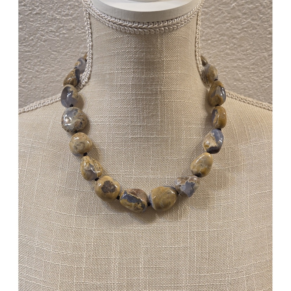 Rarities HSN Chalcedony Chunky‎ Bead Necklace Vermeil Sterling Toggle 20"